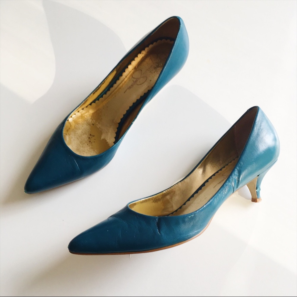 Jessica Simpson teal kitten heels